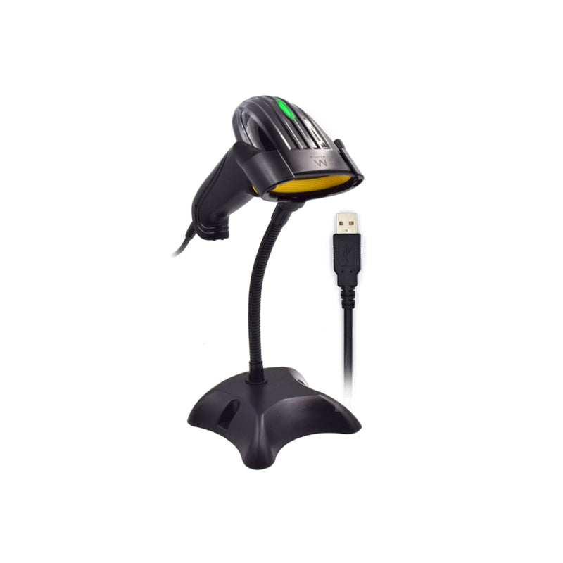 Ewent EW3400 Lector Codigo de Barras 1D Laser - Conector USB -150 Lecturas por segundo - Base Manos libres - Color Negro