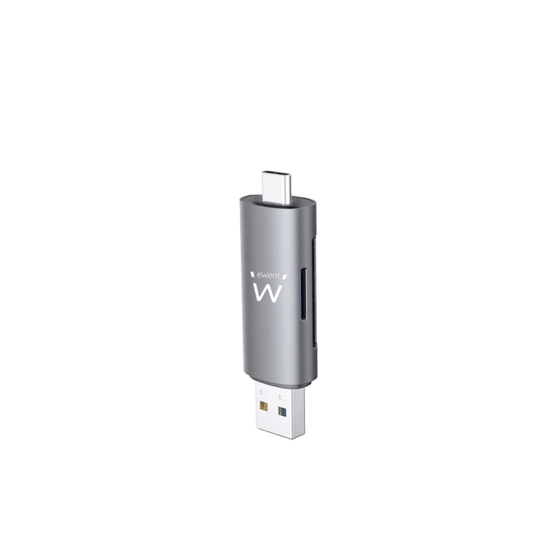 Ewent EW1075 Lector de Tarjetas Compacto USB 3.2 Gen1 (USB 3.0) con Conector USB C y USB A