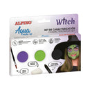 Alpino Aqua Make Up Set de Caracterizacion de Bruja - 3 Polveras + Cera Negra + Pincel + Esponja