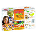 Alpino Fiesta Animales Pack de Maquillaje con 6 Barritas de Pintura Facial + Pincel + Tatuajes en Calcomania + Lapiz Perfilador y 2 Sobres de Purpurina - Se Lava con Agua - Testado Dermatologicamente