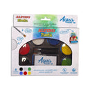 Alpino Fiesta Aqua Make-up Pack con Paleta de Maquillaje Acuarelable con 6 Colores + 2 Pinceles + Esponja y Guia de Uso - Se Lava con Agua y Jabon - Colores Surtidos