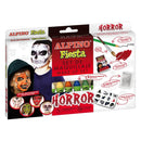 Alpino Fiesta Horror Pack de Maquillaje con 6 Barritas de Pintura Facial + Pincel + Tatuajes en Calcomania + Lapiz Perfilador y 2 Sobres de Purpurina - Se Lava con Agua - Testado Dermatologicamente