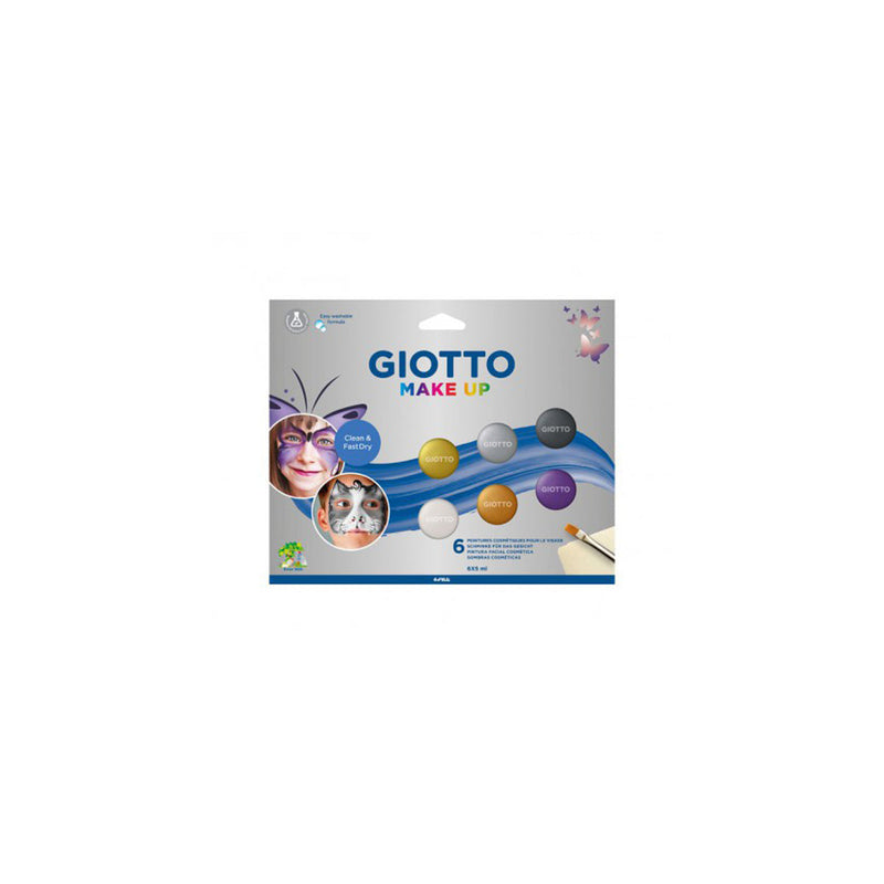 Giotto Make Up Metallic Pack con 6 Maquillajes Faciales - Se Lava con Agua - Dermatologicamente Testado - Colores Metalicos Surtidos