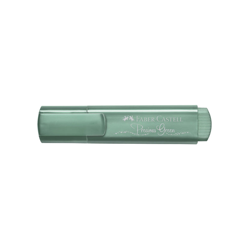Faber-Castell Textliner 46 Metallic Marcador Fluorescente - Punta Biselada - Trazo entre 1mm y 5mm - Tinta con Base de Agua - Color Verde Metalico (10 unidades)