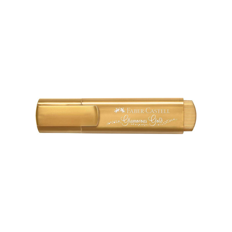 Faber-Castell Textliner 46 Metallic Marcador Fluorescente - Punta Biselada - Trazo entre 1mm y 5mm - Tinta con Base de Agua - Color Oro (10 unidades)