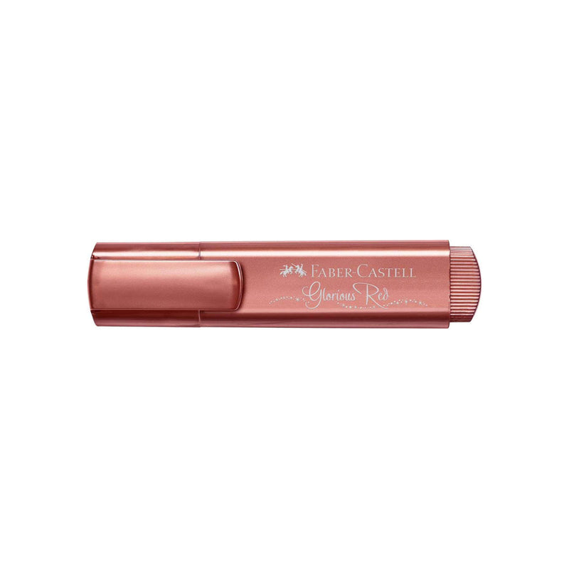 Faber-Castell Textliner 46 Metallic Marcador Fluorescente - Punta Biselada - Trazo entre 1mm y 5mm - Tinta con Base de Agua - Color Rojo Metalico (10 unidades)