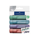 Faber-Castell Textliner 46 Metallic Pack de 4 Marcadores Fluorescentes - Punta Biselada - Trazo entre 1mm y 5mm - Tinta con Base de Agua - Colores Surtidos