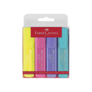 Faber-Castell Textliner 46 Pastel Pack de 4 Marcadores Fluorescentes - Punta Biselada - Trazo entre 1mm y 5mm - Tinta con Base de Agua - Colores Surtidos