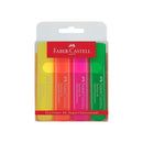 Faber-Castell Textliner 46 Superfluorescente Pack de 4 Marcadores Fluorescentes - Punta Biselada - Trazo entre 1mm y 5mm - Tinta con Base de Agua - Colores Surtidos