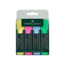 Faber-Castell Textliner 48 Pack de 4 Marcadores Fluorescentes - Punta Biselada - Trazo entre 1.2mm y 5mm - Tinta con Base de Agua - Colores Surtidos