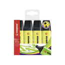 Stabilo Boss 70 Pack de 4 Marcadores Fluorescentes - Trazo entre 2 y 5mm - Recargable - Tinta con Base de Agua - Color Amarillo Fluorescente
