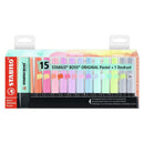 Stabilo Boss 70 Pack de Escritorio de 15 Marcadores Fluorescente - Practica Base para Escritorio - Trazo entre 2 y 5mm - Recargable - Tinta con Base de Agua - Colores Pastel Surtidos