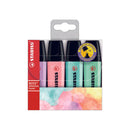 Stabilo Boss 70 Pastel Pack de 4 Rotuladores Marcadores Fluorescentes - Trazo entre 2 y 5mm - Recargable - Tinta con Base de Agua - Colores Pastel Surtidos