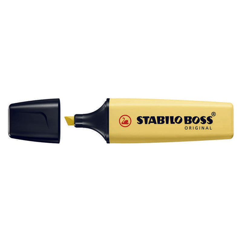 Stabilo Boss 70 Pastel Rotulador Marcador Fluorescente - Trazo entre 2 y 5mm - Recargable - Tinta con Base de Agua - Color Amarillo Cremoso