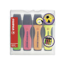 Stabilo Boss Executive Pack de 4 Marcadores Fluorescentes - Zona de Agarre - Trazo entre 2 y 5mm - Recargable - Tinta con Base de Agua - Colores Surtidos