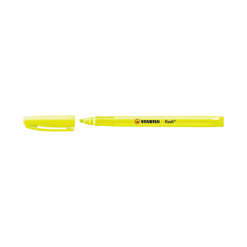 Stabilo Flash Marcador Fluorescente - Tamaño Bolsillo - Trazo de 1 y 3.5mm - Tinta con Base de Agua - Color Amarillo