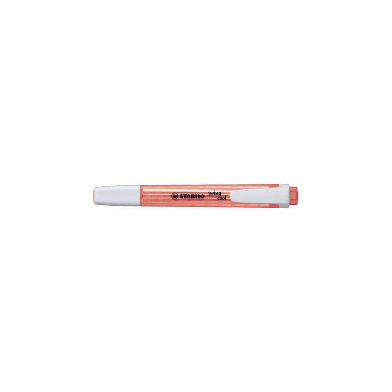 Stabilo Swing Cool Marcador Fluorescente - Cuerpo Plano - Punta Biselada - Trazo entre 1 y 4mm - Tinta con Base de Agua - Antisecado - Color Rojo