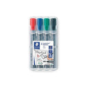 Staedtler Lumocolor Flipchart 356 Pack de 4 Marcadores Permanentes - Tinta Base de Agua - Colores Surtidos