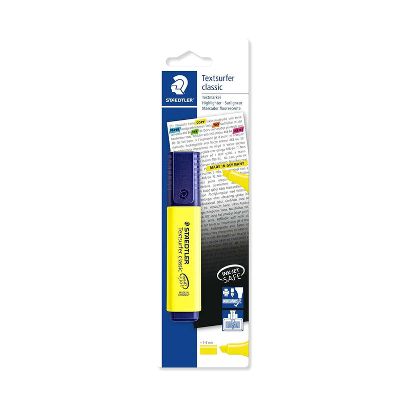 Staedtler Textsurfer Classic 364 Marcador Fluorescente - Punta Biselada 1 - 5mm Aprox - Secado Rapido - Color Amarillo Fluorescente
