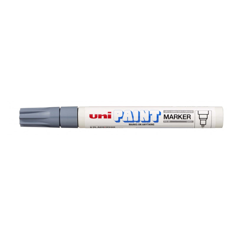 Uni-ball PX-20 Paint Marker - Marcador de Pintura - Punta Acrilica de Bala 2.2-2.8mm - Permanente en Todas las Superficies - Resistente a Luz y Agua - Color Gris