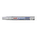 Uni-ball PX-20 Paint Marker - Marcador de Pintura - Punta Acrilica de Bala 2.2-2.8mm - Permanente en Todas las Superficies - Resistente a Luz y Agua - Color Plata