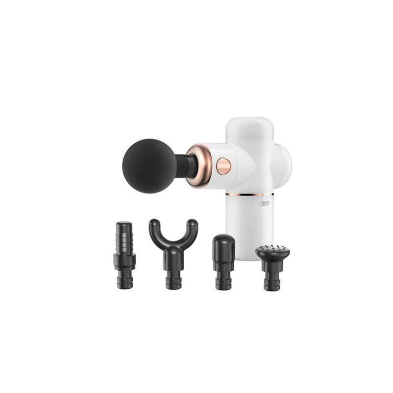 XO Masajeador Portatil - Bateria 3000mAh - Cargador Tipo C - 4 Accesorios Incluidos - Color Blanco