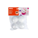 Apli Pack de 4 Bolas de Porexpan Ø 50 mm - Color Blanco