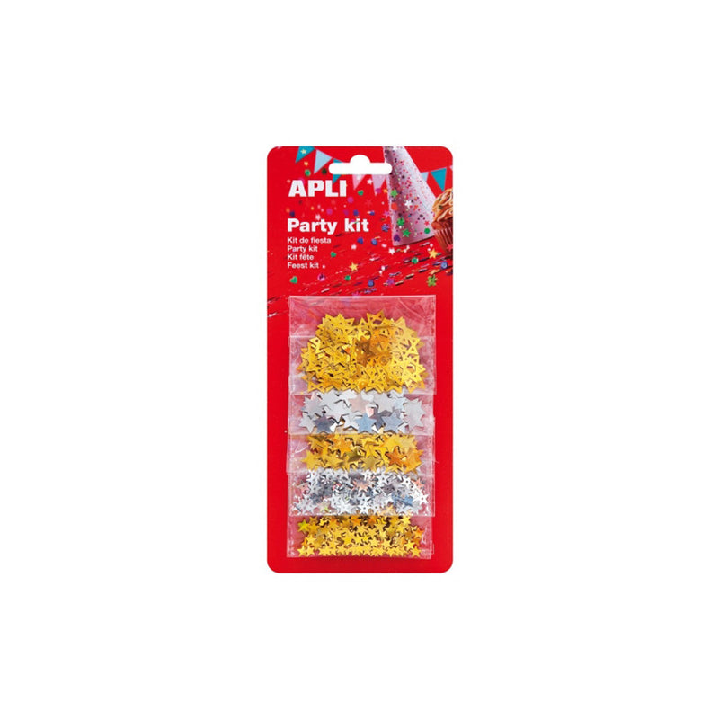 Apli Confeti Estrella Surtido - Ideal para Fiestas, Bodas, Celebraciones Infantiles, Manualidades y Carnaval - Color Oro y Plata