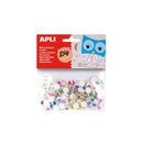 Apli Pack de 100 Ojos Moviles Redondos Adhesivos - Medidas Surtidas Ø 10 mm - Colores Surtidos