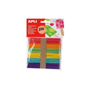 Apli Pack de 50 Palos Polo de Madera Natural 114 x 10 mm - Colores Surtidos