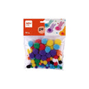 Apli Pack de 78 pompones medidas surtidas: Ø 8 mm, Ø 10 mm, Ø 12 mm, Ø 15 mm y Ø 20 mm — colores surtidos