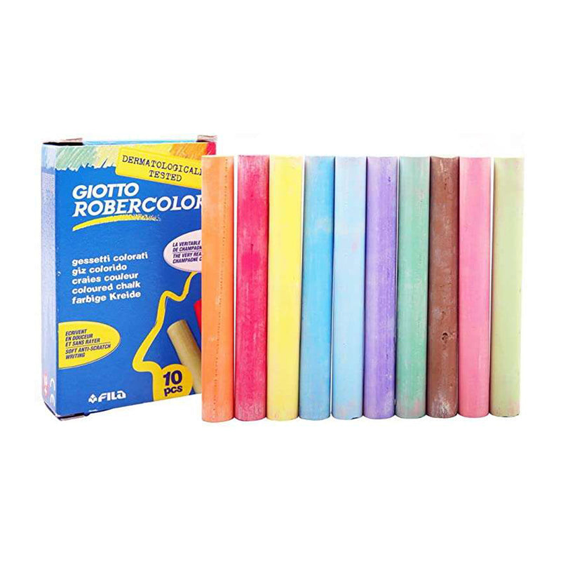 Giotto Robercolor Pack de 10 Tizas Redondas de Colores - Testadas Dermatologicamente - Compactas y Duraderas - Colores Surtidos
