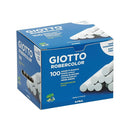 Giotto Robercolor Pack de 100 Tizas Redondas - Testadas Dermatologicamente - Compactas y Duraderas - Color Blanco