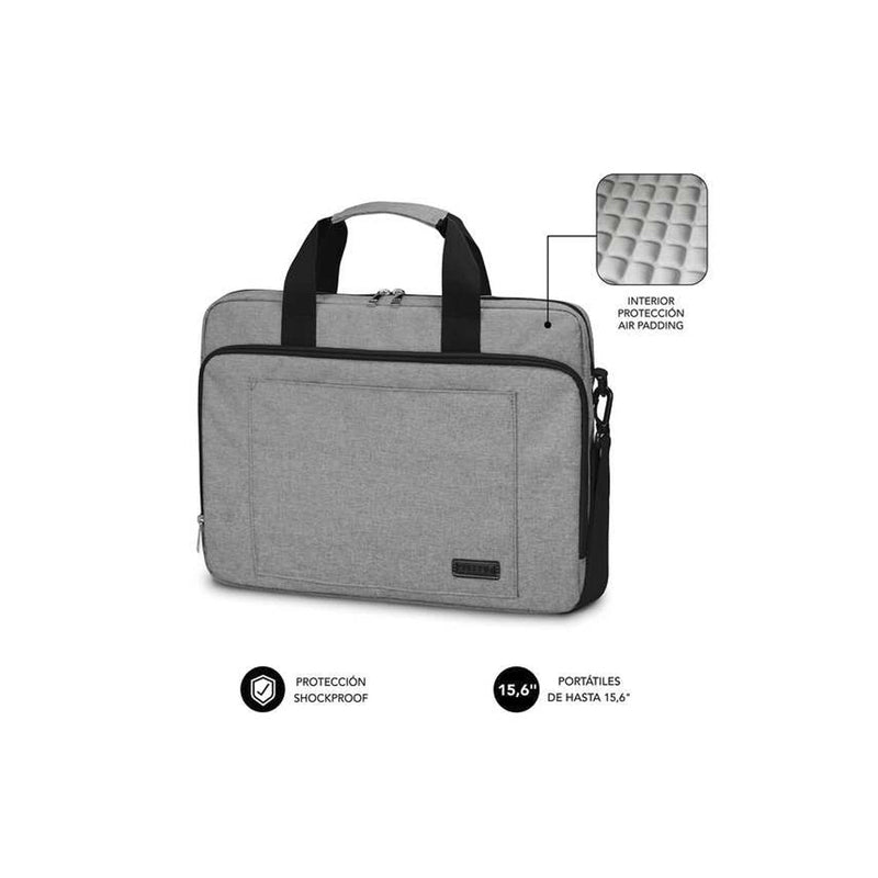 Subblim Maletin para Ordenador Portatil - Diseño Elegante para Portatiles de hasta 15,6" - Sistema de Proteccion Air Padding - Doble Cremallera - Compartimentos Separados - Gran Capacidad de Almacenamiento - Color Gris