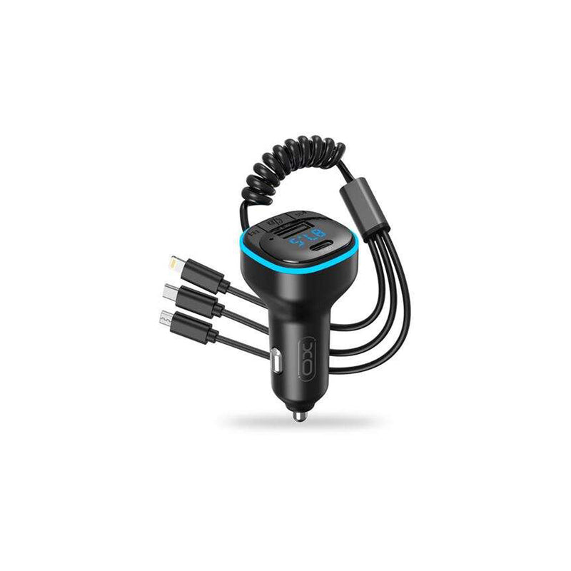 XO Adaptador Bluetooth para Coche - Conexion Inalambrica 50 - Reproduce Desde Smartphone y Pendrive - Puerto USB y Tipo C - Funcion Manos Libres - Pantalla LED - Dimensiones 35x35x75mm - Peso 50gr - Color Negro