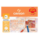 Canson Minipack de 10 Hojas de Dibujo Basik Liso 21x29.7 130g - 20% Hojas Gratis - Color Blanco