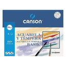 Canson Acuarela Basik Minipack de 6 Hojas A4+ 370gr - Muy Bien Encolado - De grano Ligero - Color Blanco