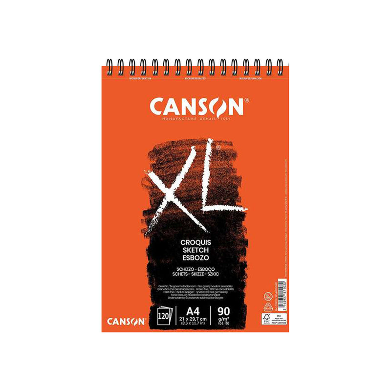 Canson XL Bloc de Croquis con 120 Hojas A4 - Espiral Microperforado - 21x29.7cm - 90g - Color Marfil