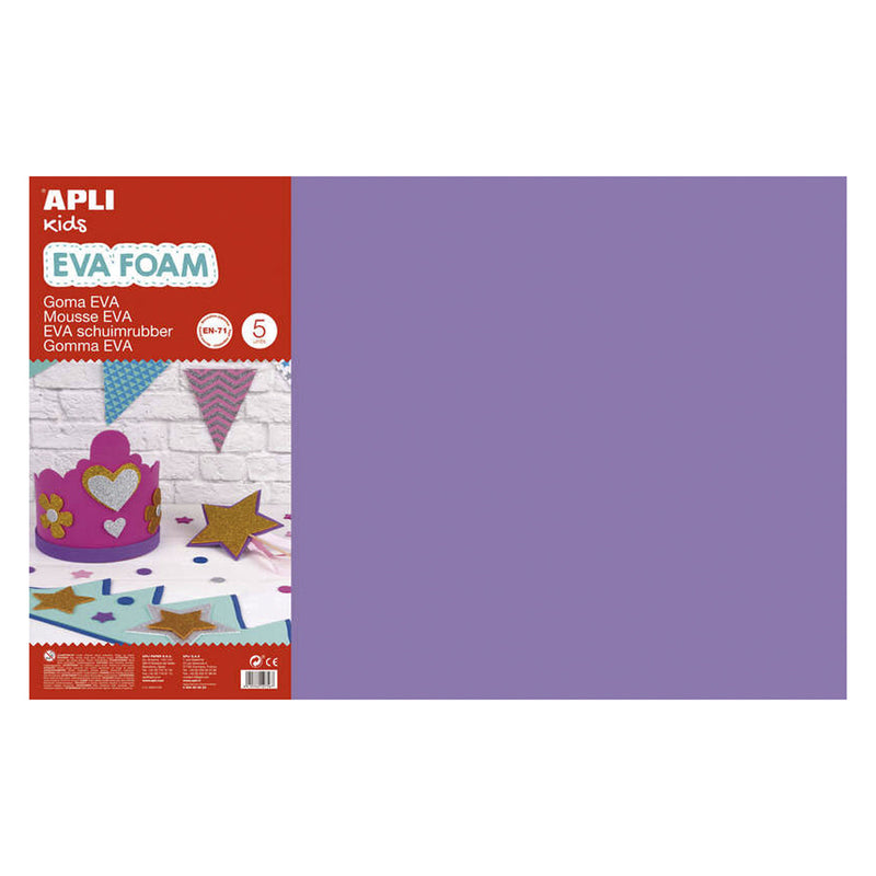 Apli Goma Eva Lila 600x400 - 5 Hojas de Espuma Suave y Flexible