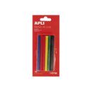 Apli Pack de 12 Barras Termofusibles de Colores Surtidos Ø7.5mmx10cm - Adhesion Instantanea en Multiples Superficies - No Gotea - Compatible con Pistolas de Ø7.5mm