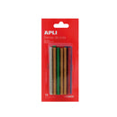 Apli Recambio de Barras de Adhesivo Termofusible - Ø7.5mmx10cm - Colores Surtidos con Purpurina - Precision y Limpeza - Compatible con Pistolas de Ø7.5mm - Ideal para Manualidades y Bricolaje