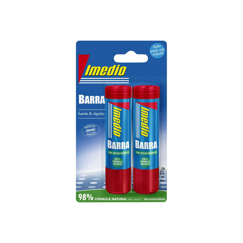 Imedio Pack de 2 Barras de Pegamento de 21grs - Sin Disolventes - Lavable - Apto para Uso Escolar