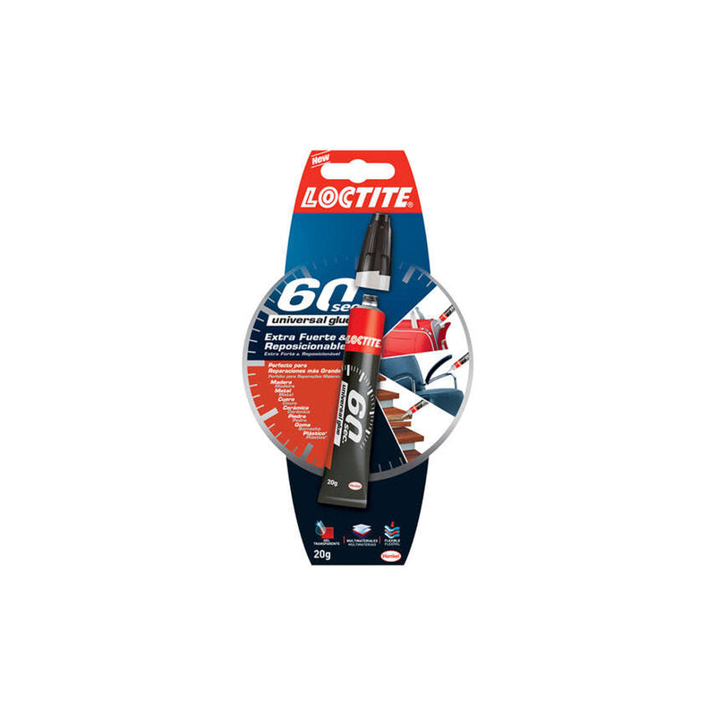 Loctite 60Sec Pegamento Extrafuerte 20gr - Pega en 60 Segundos - Adhesivo Reposicionable en Gel Transparente - Ideal para Superficies Verticales