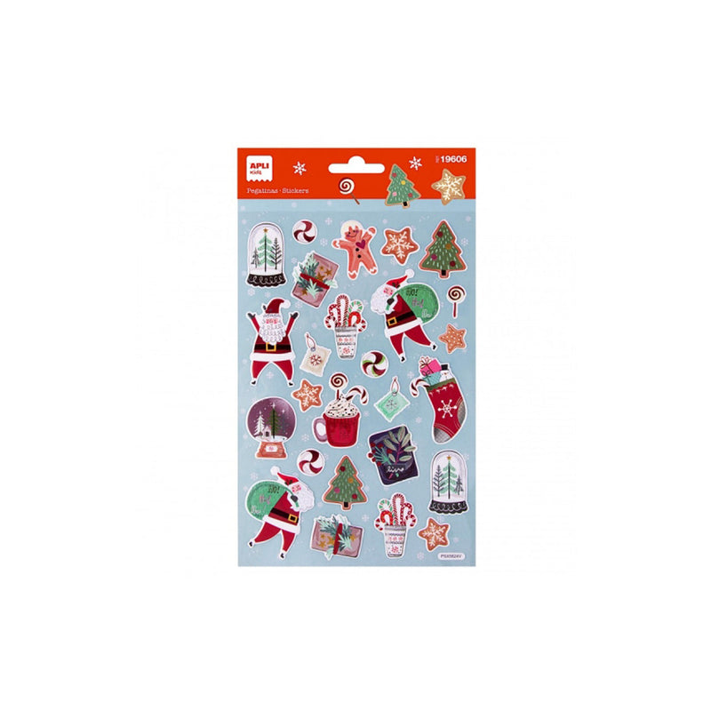 Apli Bolsa con 27 Pegatinas Navideñas Ho Ho Ho - Adhesivo Permanente - Motivos Navideños - Ideal para Decorar Regalos y Tarjetas