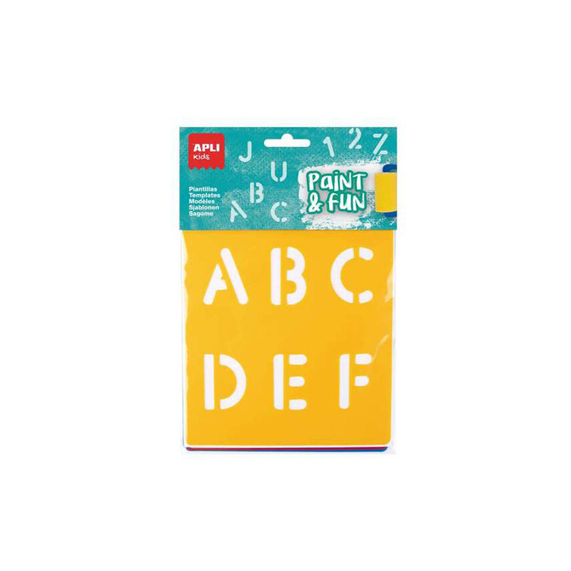 Apli Kids Bolsa de 6 Plantillas de Letras y Numeros - 26 Letras y 10 Numeros - Polipropileno Flexible - Lavables - Colores Surtidos
