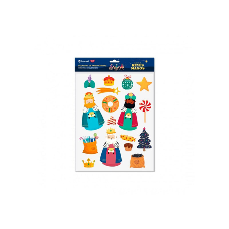Bismark Pack de Pegatinas de Pared Navideñas - Incluyen los 3 Reyes Magos - Diseños Surtidos
