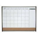 Nobo Planificador Pizarra Magnetica Pequeña con Tablero de Anuncios de Corcho 585x430mm - Semanal y Mensual - Marco Plateado y Negro - Incluye Rotulador