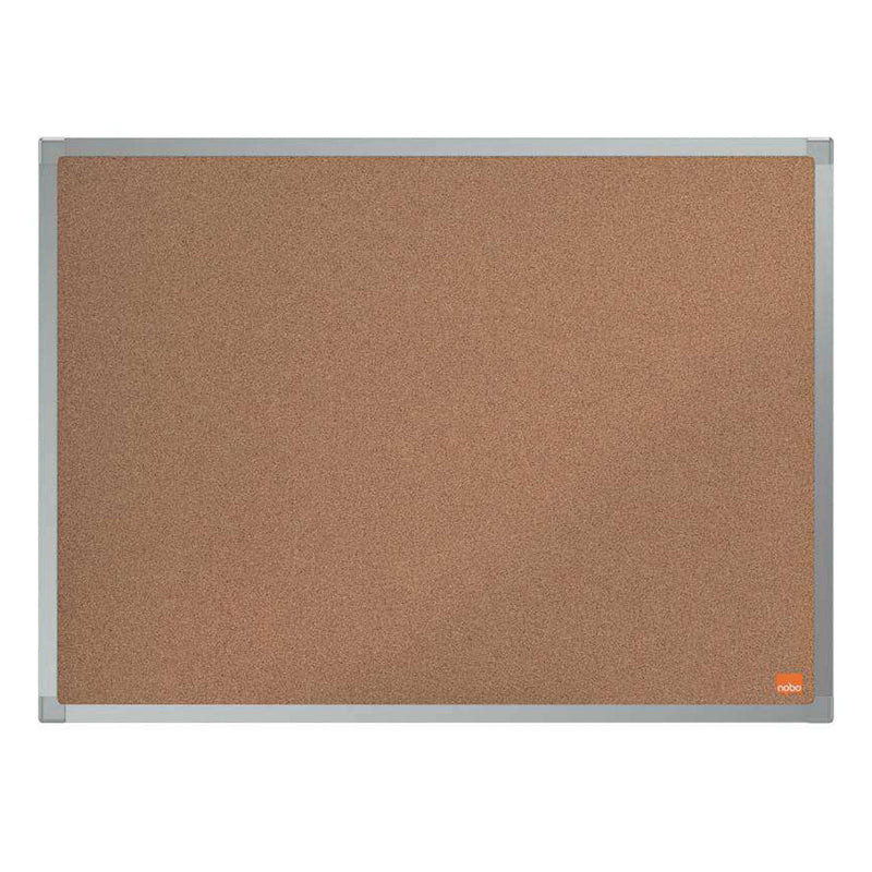 Nobo Essence Tablero de Anuncios de Corcho 600x450mm - Montaje en Esquinas - Superficie de Corcho - Marco de Aluminio Anodizado - Color Natural