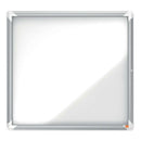 Nobo Vitrina Exteriores 6 Hojas A4 Superficie Blanca Magnetica - 752x692x45mm - Puerta Seguridad Cerradura Marco Aluminio - Color Blanco