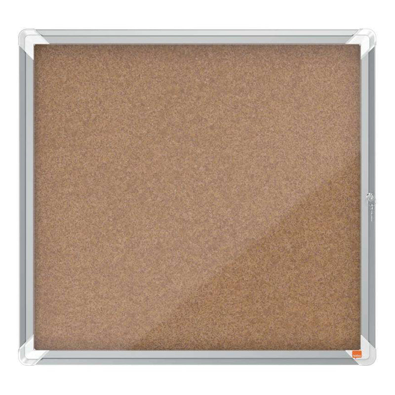 Nobo Vitrina para 6 Hojas A4 con Superficie de Corcho - 752x692x37mm - Puerta de Cristal de Seguridad - Marco de Aluminio - Color Natural